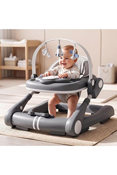 BAYBEE 2 in 1 Baby Walker with Push Handle, Music Toy & Food Tray, Height Adj...