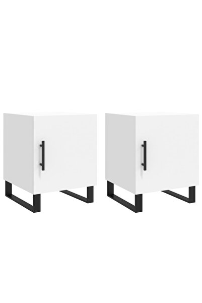 vidaxl Noptiere, 2 buc., alb, 40x40x50 cm, lemn compozit