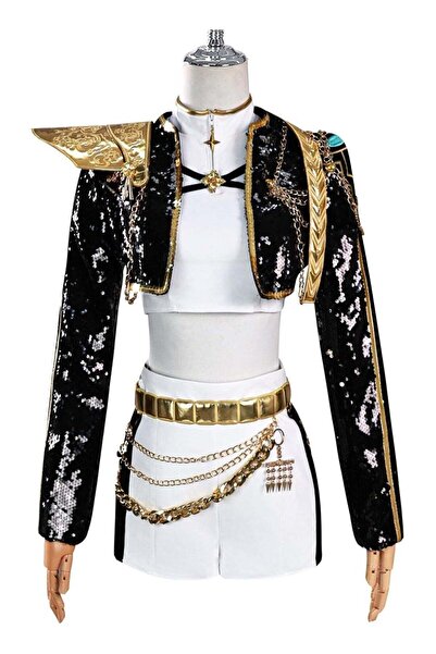 Sparklepals Rumi Cosplay Costume, Kids K-pop Black Gold Dress Suit Uniforms S...