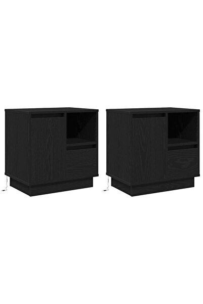 vidaxl Dulap de noapte cu sertar 2 pcs Stejar Negru 50 x 34,5 x 50 cm