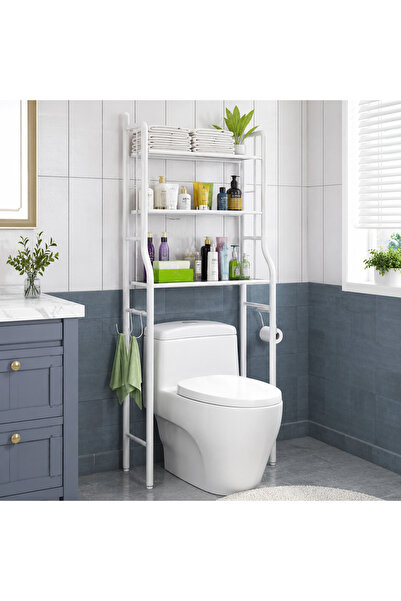 OEM Raft baie peste WC, metal alb, organizator cu polițe
