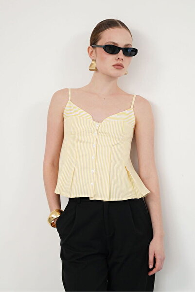 VERYMODA Striped Strap Blouse - Yellow |   D2791