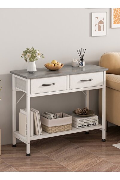 Bojasmiial Console Table with 2 Drawers and Storage Shelf Modern Entryway Tab...