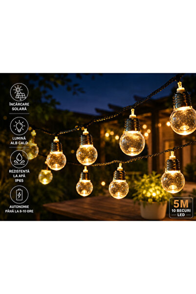 EGROSS Ghirlandă luminoasă de 5m cu încărcare solară pentru exterior