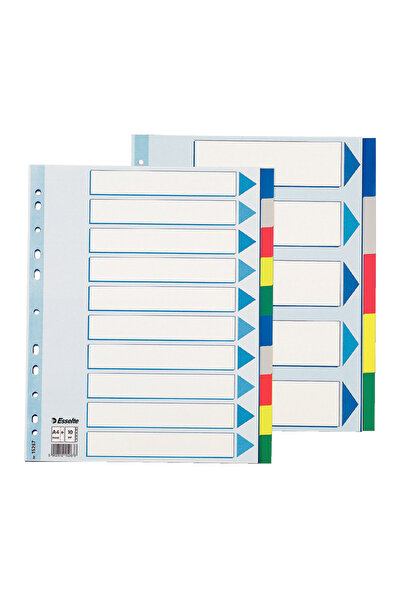 Esselte Divizoare index din plastic, 10 culori, Maxi