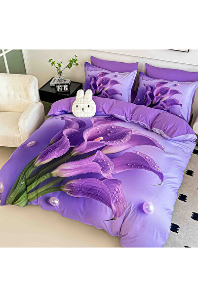 JOJO HOME Set lenjerie de pat dublu model imprimeu 5D identic cu poza, 6 pies...