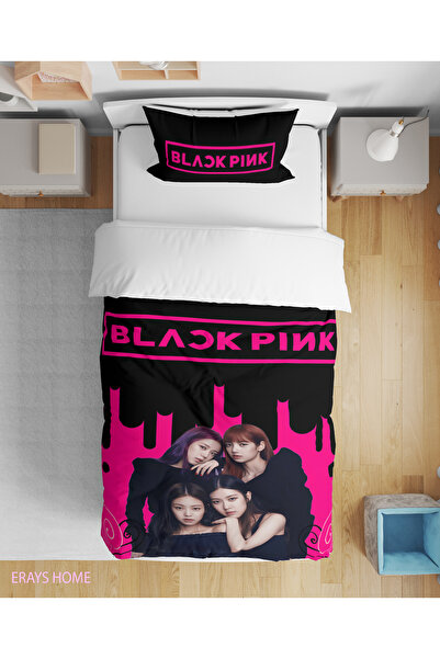 Erays Home Black Pink Kpop Patterned 3D Digital Printed Single Size Teenage G...