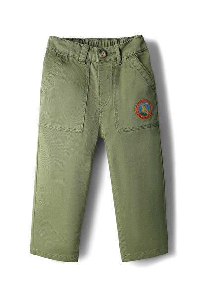 Babyhug Cotton Lycra Woven Full Length Solid Trouser With Stretch & Animal Pa...