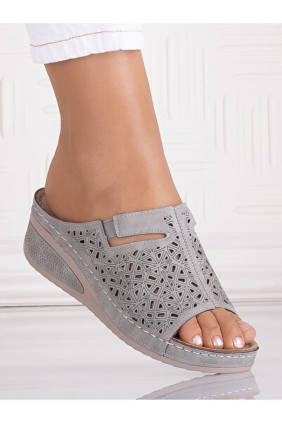 Botinelli Artemiis Women's Grey Faux Leather Slippers, Size 38