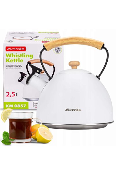 Kamille stainless steel teapot 2.7L with automatic silver-white whistle for i...