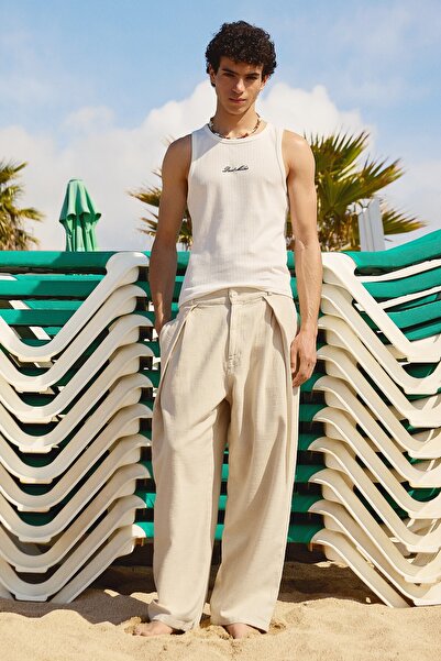 Bershka Pileli barrel fit pantolon