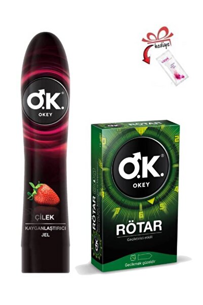 Okey Çilek Aromalı Uyarıcılı Kayganlaştırıcı Jel-Rötar Etkili 5'l Prezervatif...