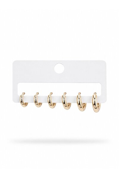 serelya Brass Gold Color Oval Earring Set