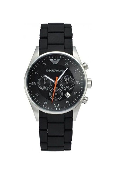 Emporio Armani Ανδρικό Ρολόι 43mm Χρονογράφος Μπαταρίας με Μαύρο Καουτσούκ Λο...