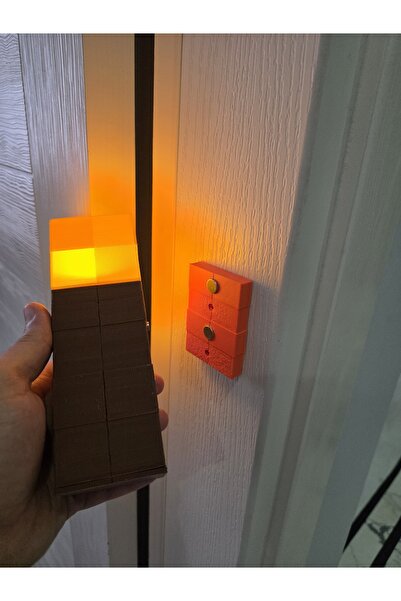 Pilovestik Şarj Edilebilir Mıknatıslı Minecraft Meşale Gece Lambası - Oyuncu Odası Duvar Dekor LED Işık (19 cm)