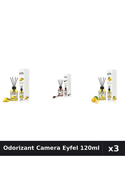 Eyfel Set 3 Odorizant Camera cu Betisoare - Ananas, Vanilie, Lamaie 120ml