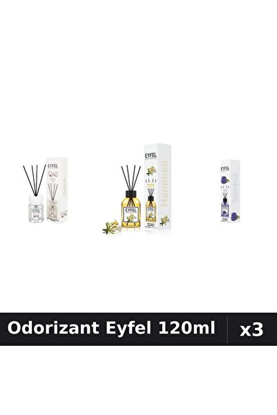 Eyfel Set 3 Odorizante Camera cu Betisoare 120ml - Bumbac, Mana Maicii Domnul...