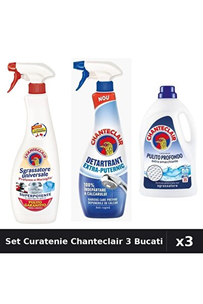 Chanteclair Set 3 Curatenie 1575ml Detergent, 600ml Degresant, 625ml Detartrant