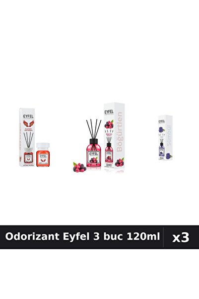 Eyfel Set 3 Odorizante Camera cu Betisoare - Red Dragon, Fructe Pădure, Zambi...