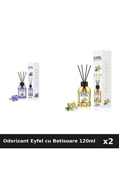 Eyfel Set 2 Odorizant Camera cu Betisoare - Lavanda, Mâna Maicii Domnului, 120ml