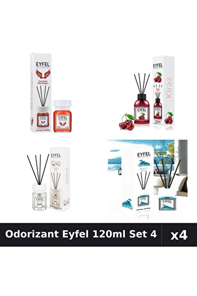Eyfel Set 4 Odorizant Camera cu Betisoare 120ml - Bumbac, Cirese, Ocean, Red ...