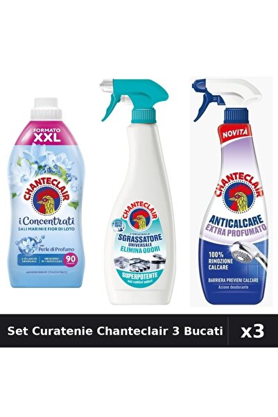 Chanteclair Set 3 Curatenie - Balsam 1800ml, Degresant 600ml, Anticalcar 625ml