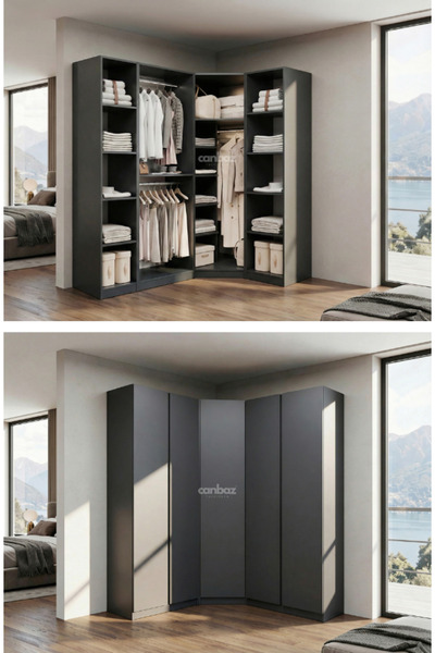 CANBAZ FURNİTURE Mira modüllü köşe 5 MDF kapaklı %100 MDF (KURULUM DAHİL)