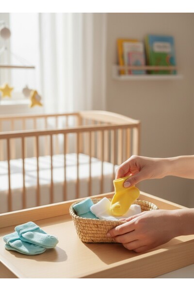 Nio Lua Baby 3-Piece Pvc Boxed Sock Set 1-9 Months Yellow Blue White