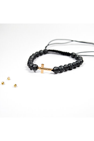 BLACK SWAN Bijoux Bratara reglabila cu snur si cruciulita din aur de 14K - Me...