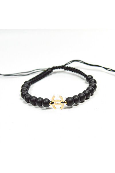 BLACK SWAN Bijoux Bratara link CC din aur 14K si pietre semipretioase