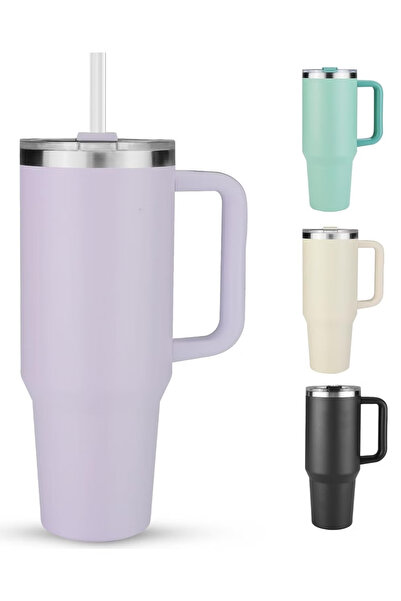 GGEROU 40 oz Tumbler with Handle and Straw, Insulated Stainless Steel Coffee ...