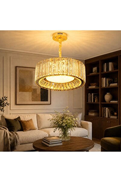proled Candelabru LED cu cristale auriu 120W (60W+60W), telecomandă, rotund 5...