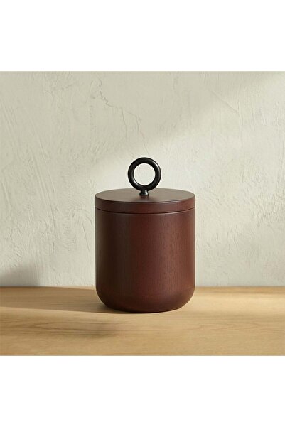 Danube Home Velora Wooden Cotton Jar Oak Brown Bathroom Storage Organizer 8.8...