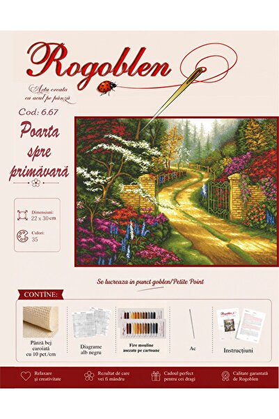 Rogoblen Κιτ ραπτικής Gateway to Spring - Σετ gobelin Άνω-Κάτω με καμβά, ασπρ...