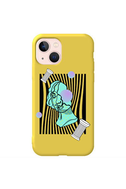 Other Apple iPhone 13 Columns Yellow Colored Silicone TPU Θήκη