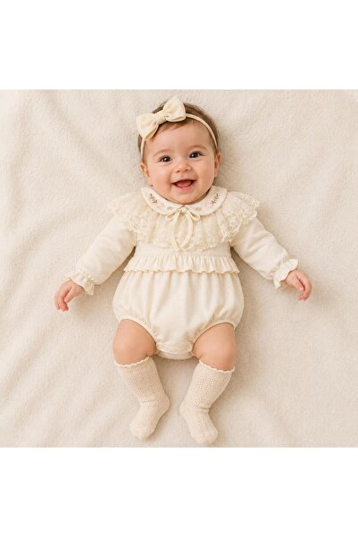 KIZ BEBEK ŞIK MOBİL DANTELLİ ROMPER 3 LÜ TAKIM