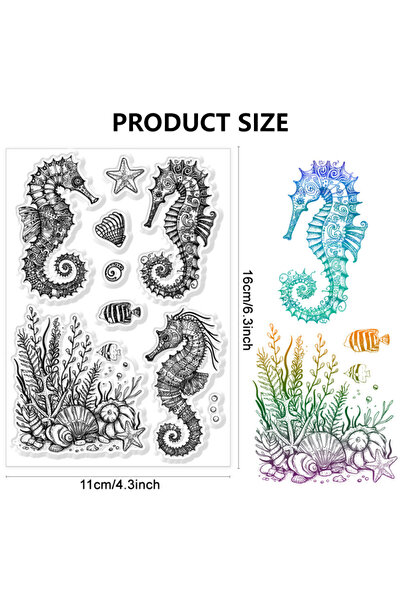 Choice3 AECH-15356 1pc Marine Life Background Clear Stamps Ocean Animals Clea...