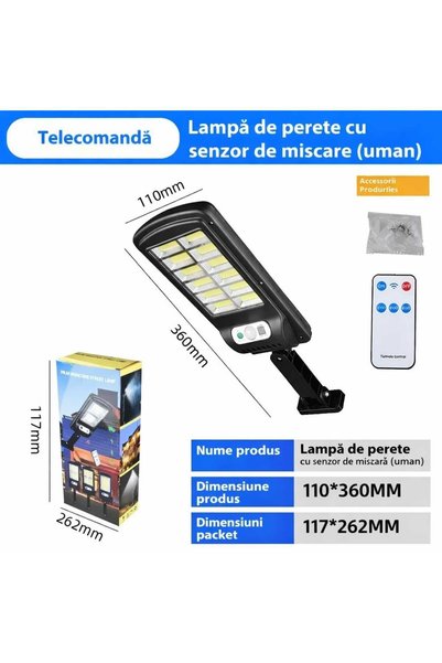 ANY SHOP MARKET Pachet 2X Lampa Solara 150W 12 CELULE cu Senzor de Miscare si Telecomanda