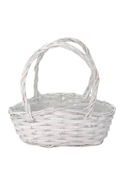 AFO Wicker Basket on Metal Frame, White Purse Type, 26cm