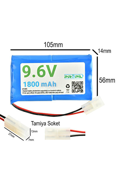 propil 9.6V 1800MAH Tamiya Soketli Oyuncak Pili ve USB Şarj Cihazı