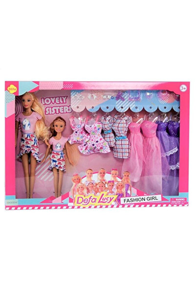 Defa Set 2 Papusi Mama si Fiica cu Garderoba de Haine si Accesorii Fashion Gi...