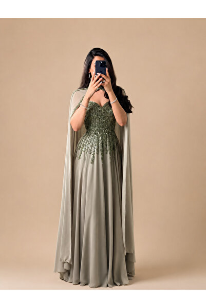 Jood Luxurious Evening Dress in Chiffon Fabric with Elegant Beading