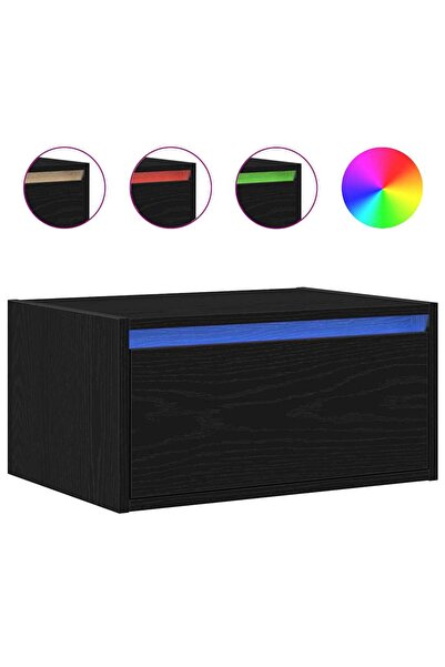 vidaxl Noptiera montata pe perete cu lumini LED Stejar negru