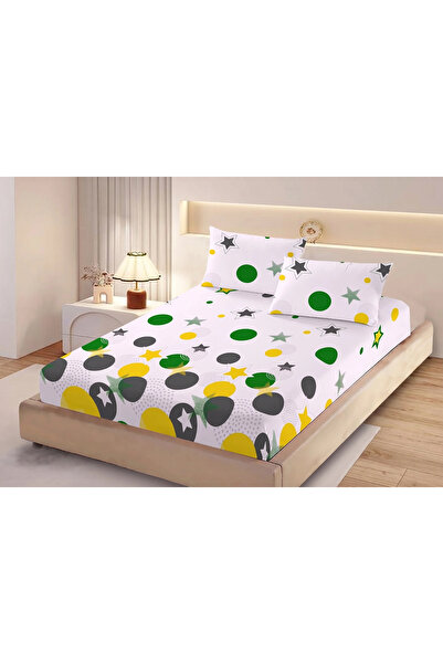 NufJoy Set cearceaf de pat cu elastic 180x200x25 cm si 2 fete perna 50x70 cm ...