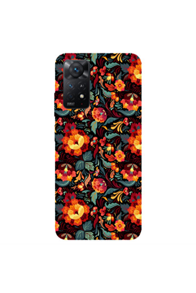 Other Xiaomi Redmi Note 11 4G Orange flowers Transparent Silicone TPU Θήκη