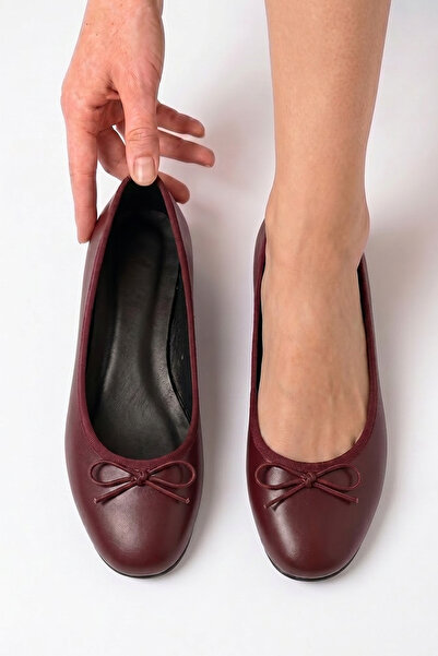 MİNNACE Mustache Bowknot Round Toe Orthopedic Classic Closed Ballerinas New S...