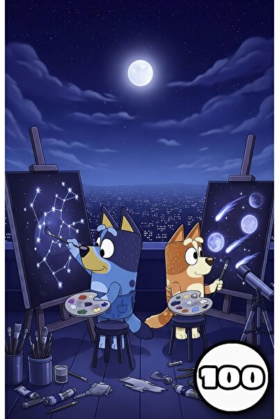bluey Carte de colorat, 100 de ilustratii Bluey, A4