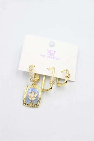 Marsilyan Nvdn- Ieg - 3-Piece Stone Earrings - Blue Iegrs-Nvdn1