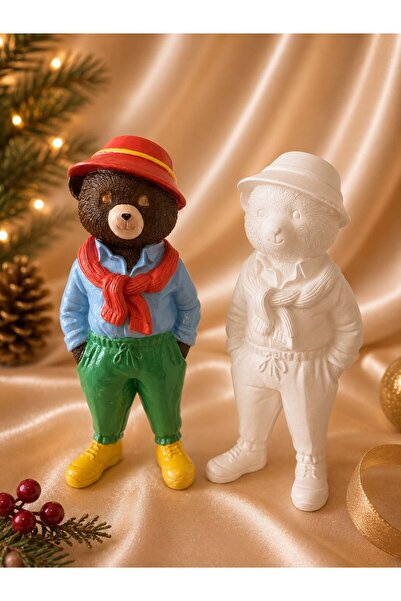 OBJE Büyük Boy Teddy Ayıcık Dekoratif Alçı Biblo | El Yapımı Ev Dekoru