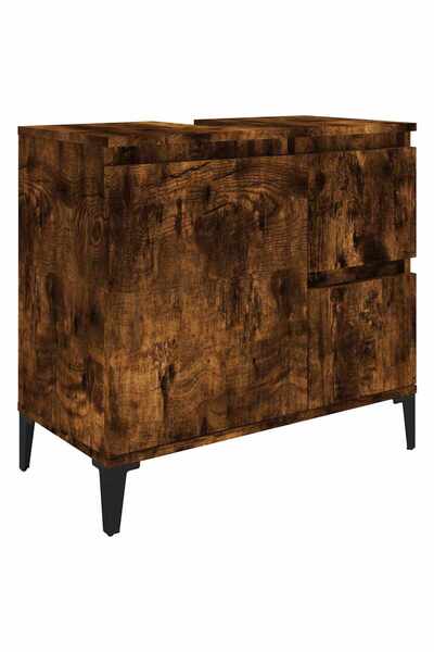 vidaxl Bathroom cabinet, smoked oak, 65x33x60 cm, processed wood